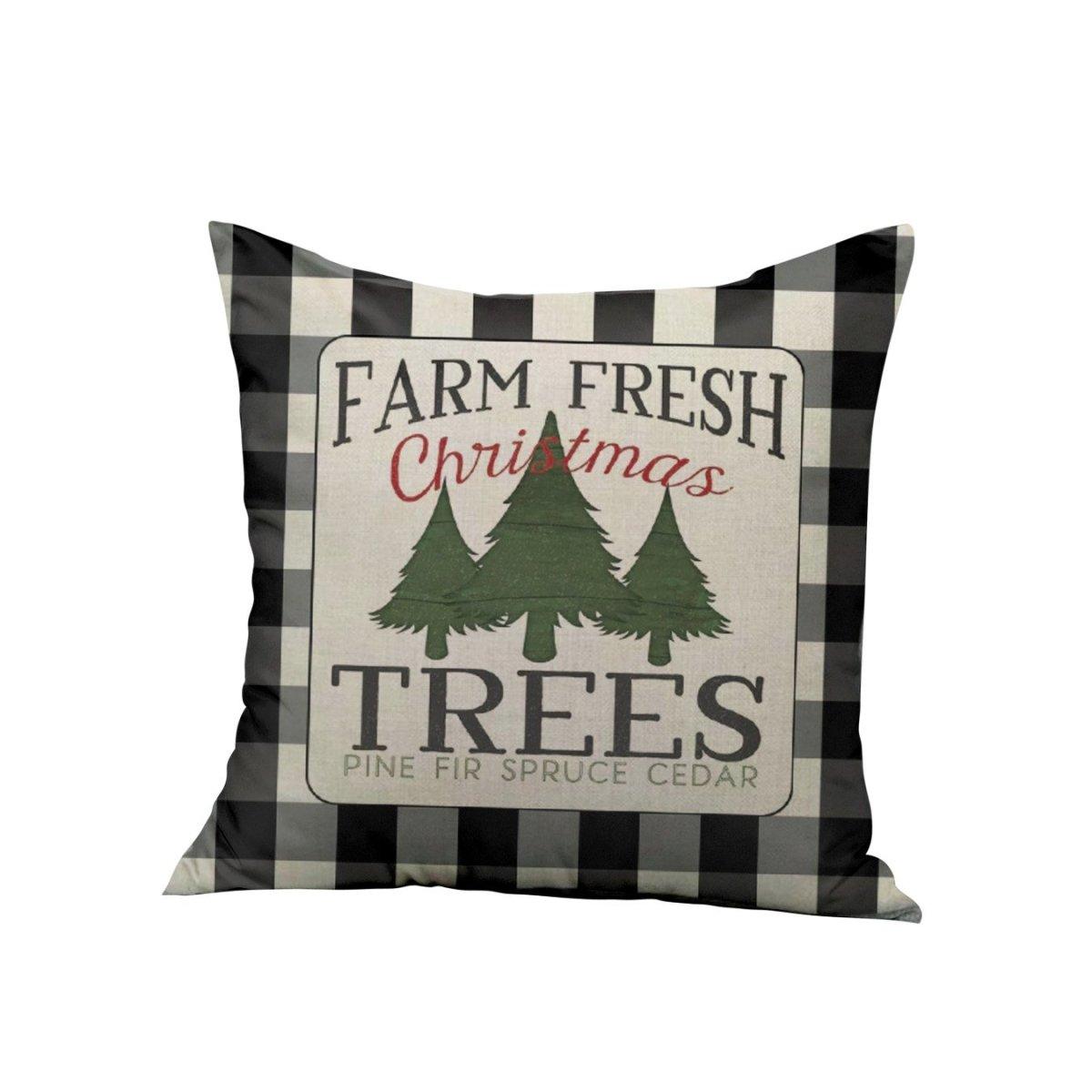 Farm Fresh Print Linen Cotton Square Decorative Pillow