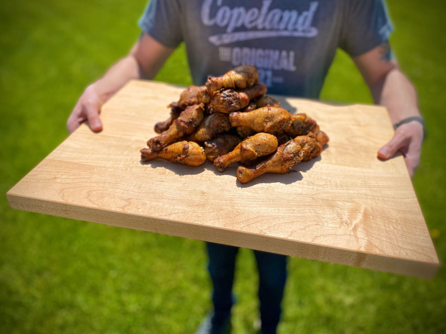 1.25” Thick Extra Large Butcher Block Cutting Board With Rubber Feet, American Made Maple Hardwood