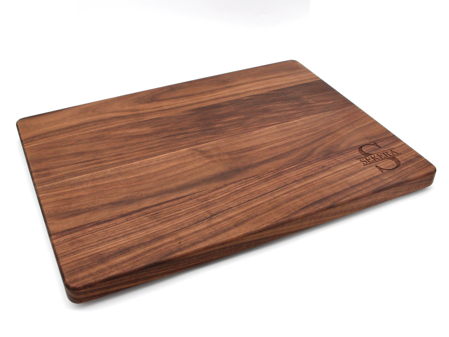 1.25” Thick Extra Large Wood Cutting Board with Feet, Pocket Handles and Juice Groove, 100% USA Made