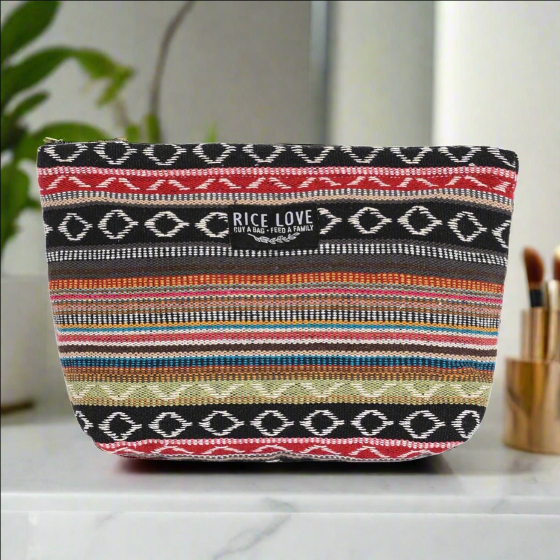 Upcycled Jute Burlap Fabric Zippered Makeup Bag