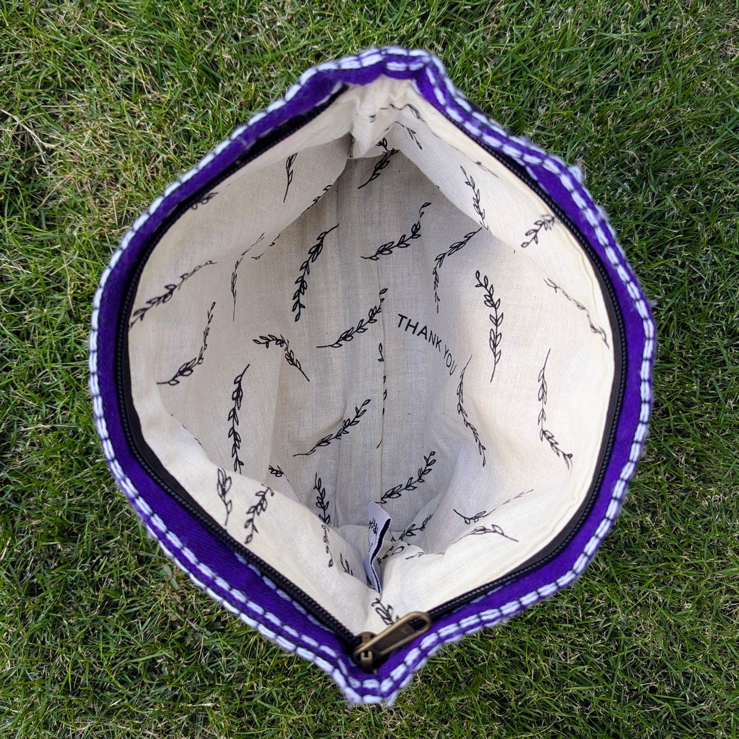 Upcycled Jute Burlap Fabric Zippered Makeup Bag