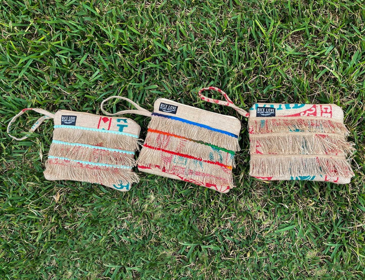 Recycled Sustainable Fringe Tassel Zippered Clutch