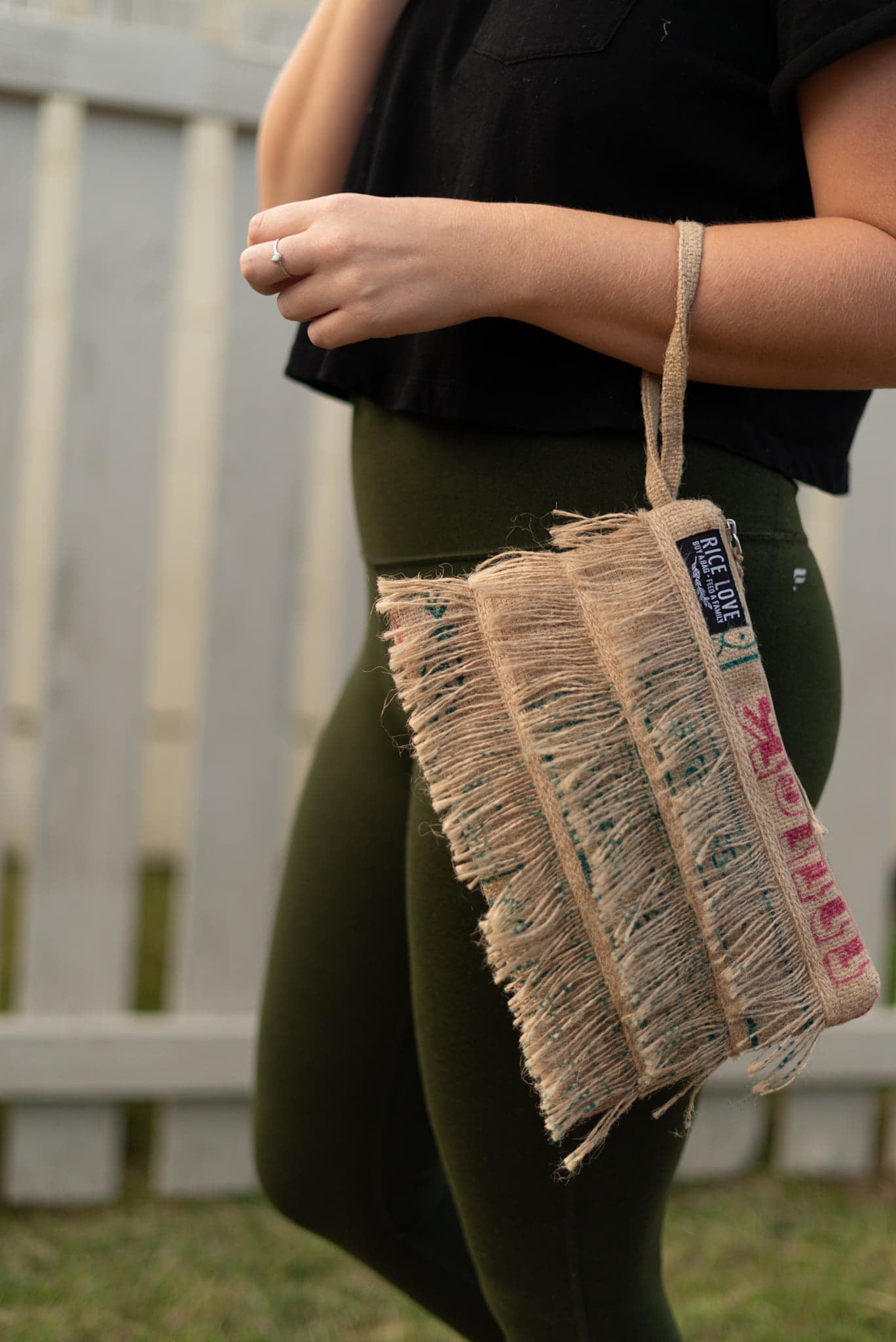 Recycled Sustainable Fringe Tassel Zippered Clutch