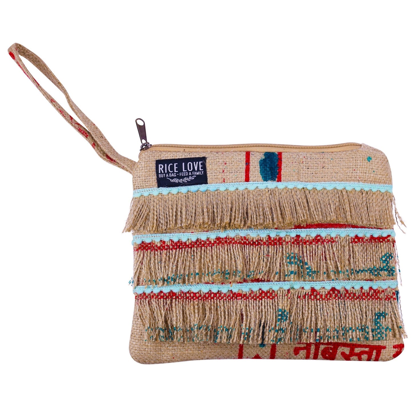 Recycled Sustainable Fringe Tassel Zippered Clutch