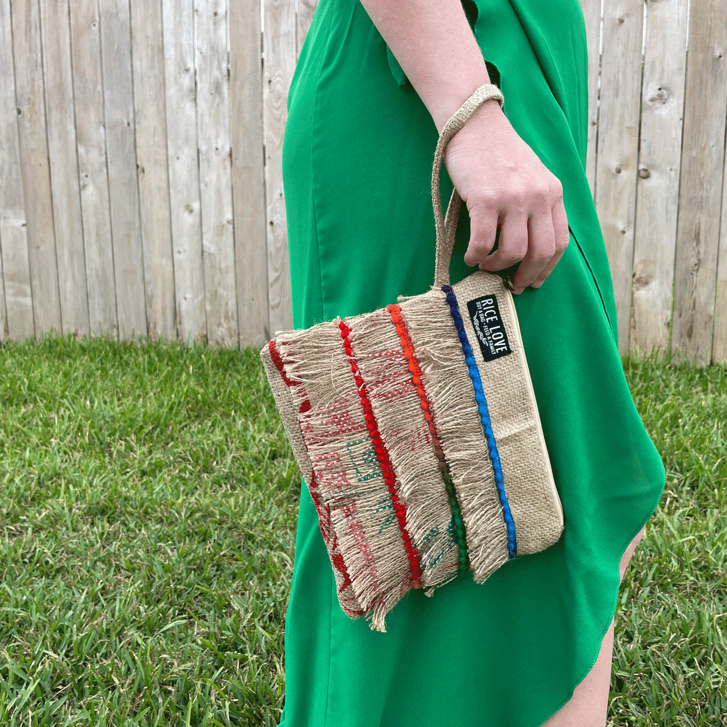 Recycled Sustainable Fringe Tassel Zippered Clutch