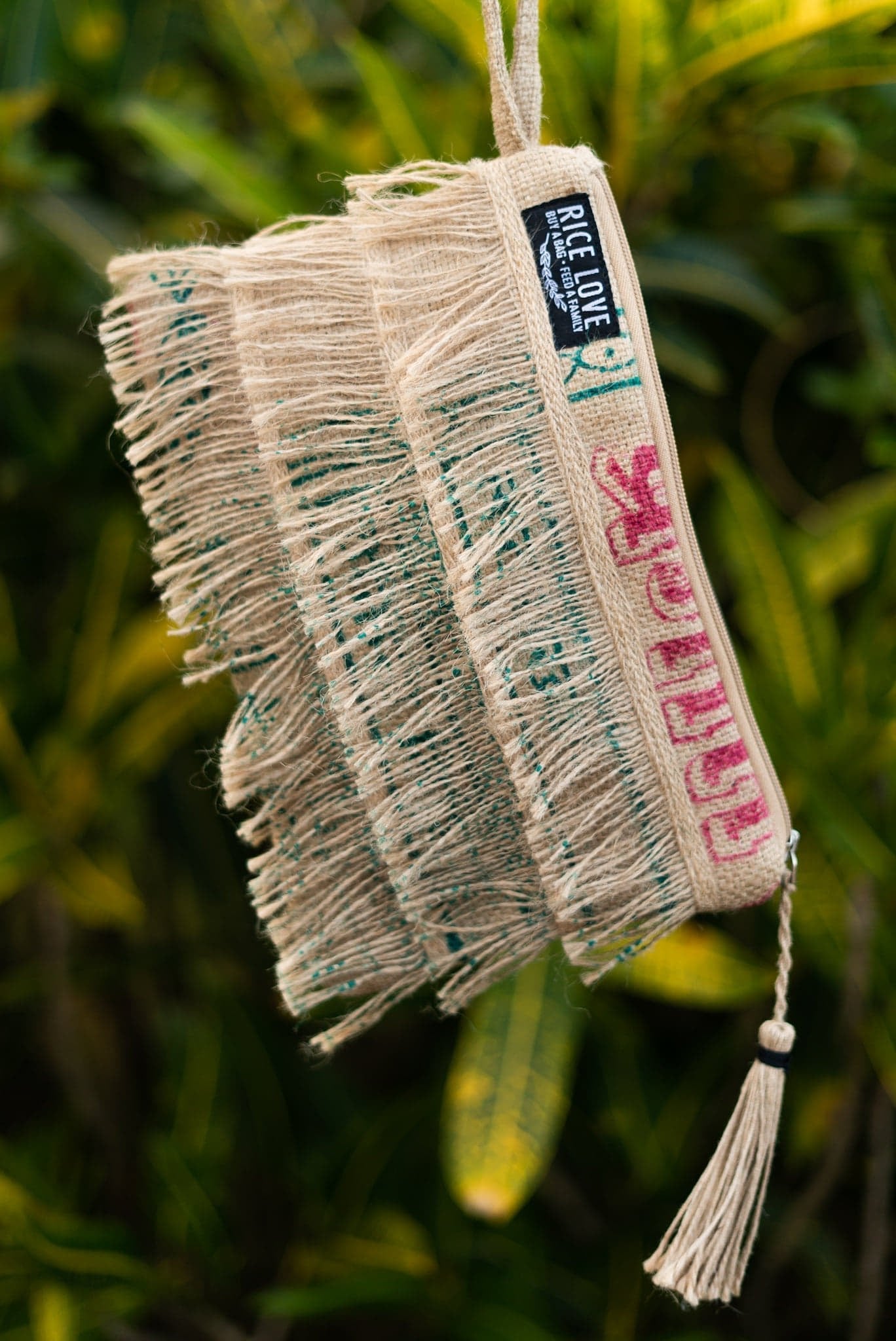 Recycled Sustainable Fringe Tassel Zippered Clutch