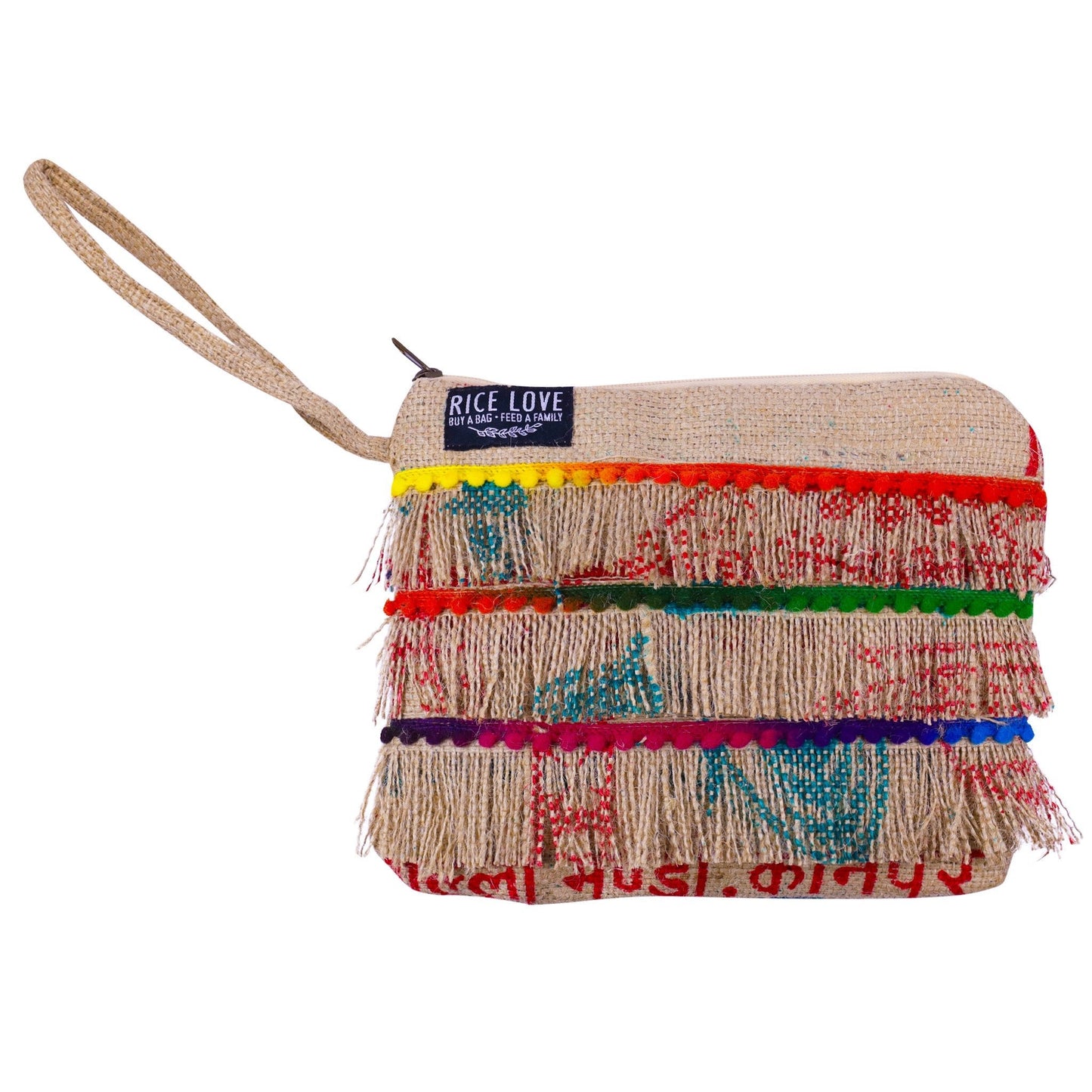 Recycled Sustainable Fringe Tassel Zippered Clutch