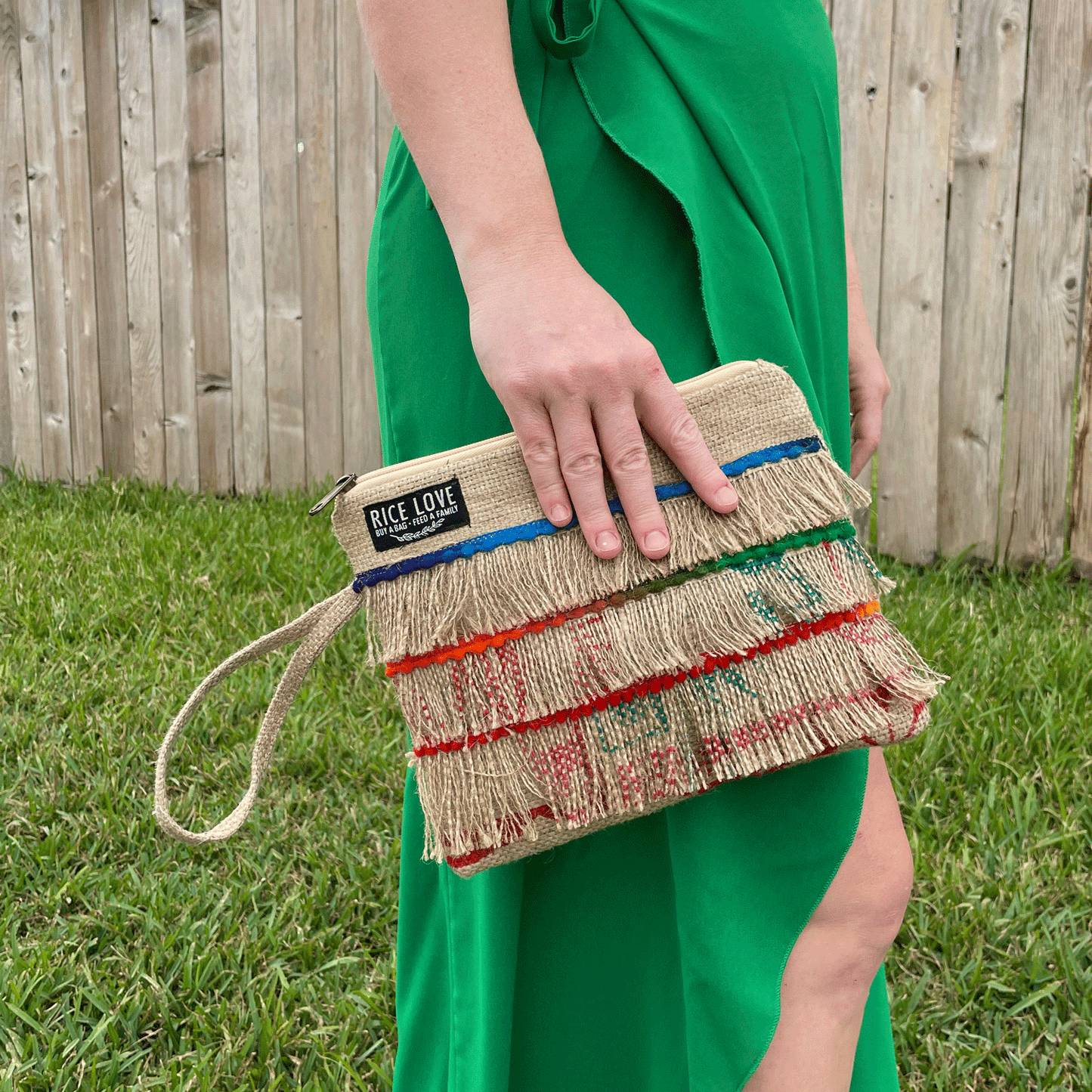 Recycled Sustainable Fringe Tassel Zippered Clutch