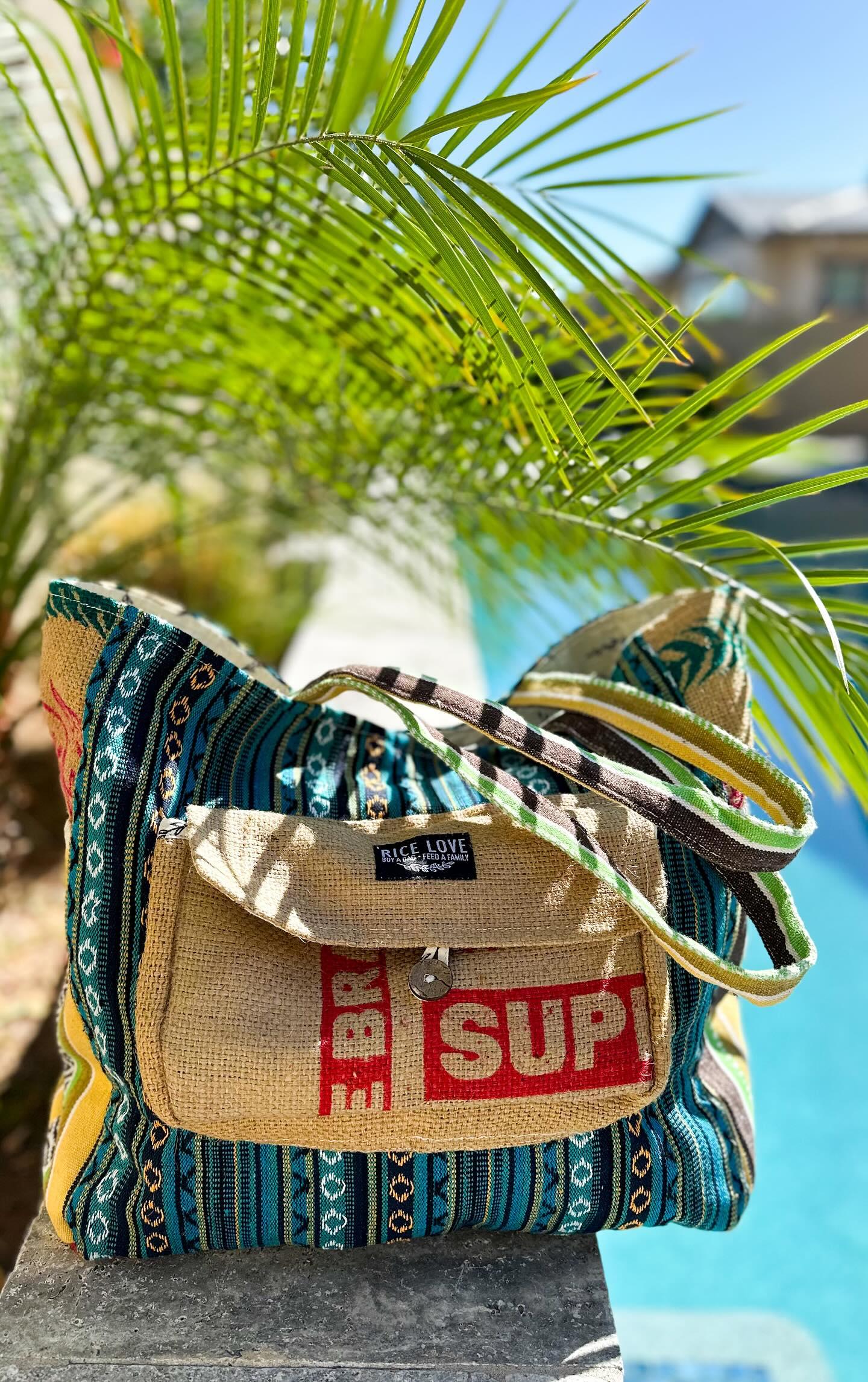 Recycled Jute Burlap Large Travel Tote