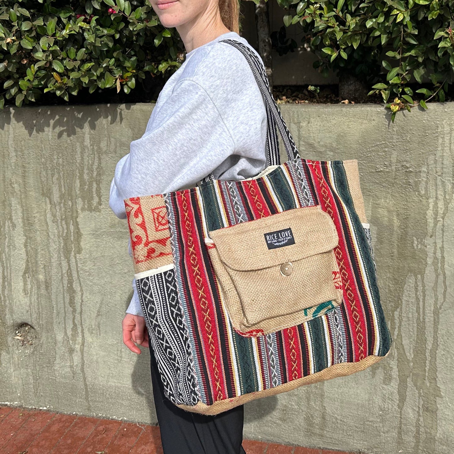 Recycled Jute Burlap Large Travel Tote