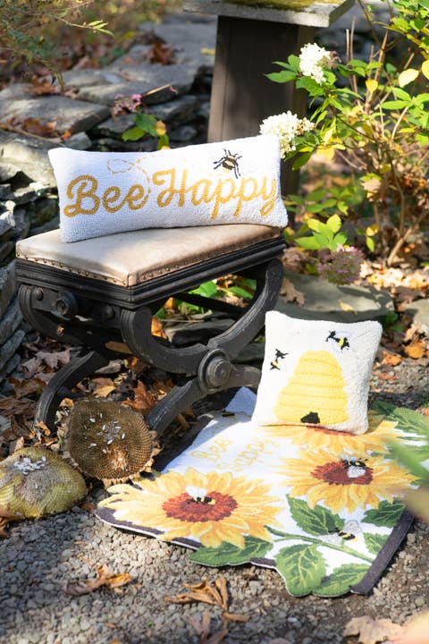 Bee Happy Hook Pillow