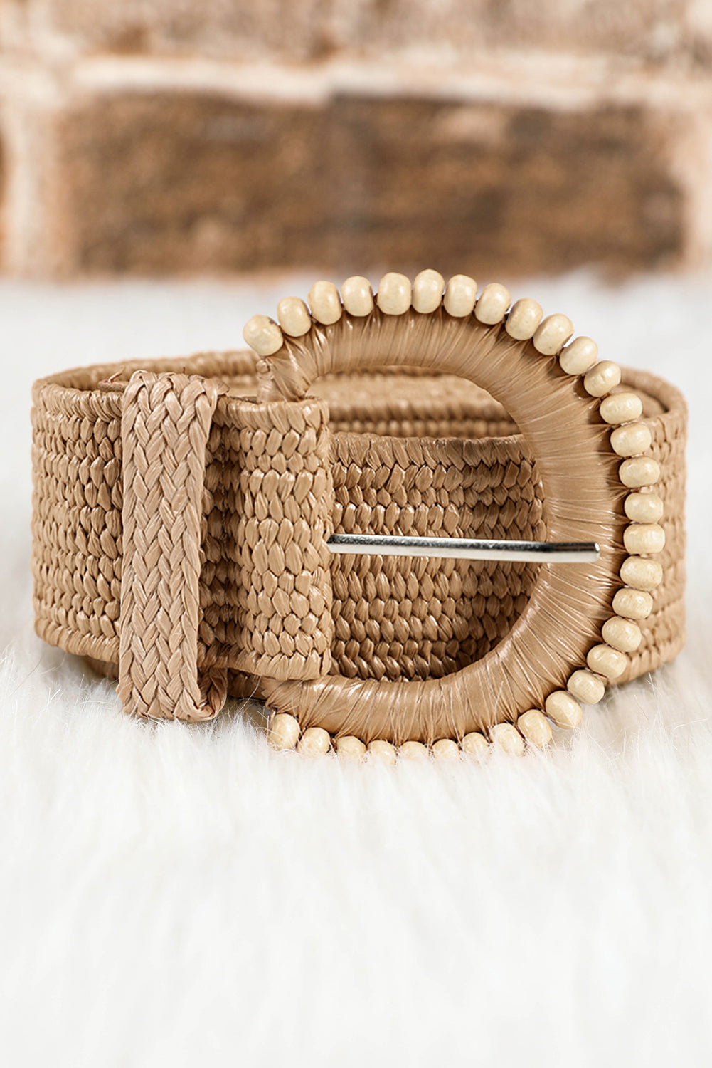 Camel Braided Leather Decor Belt