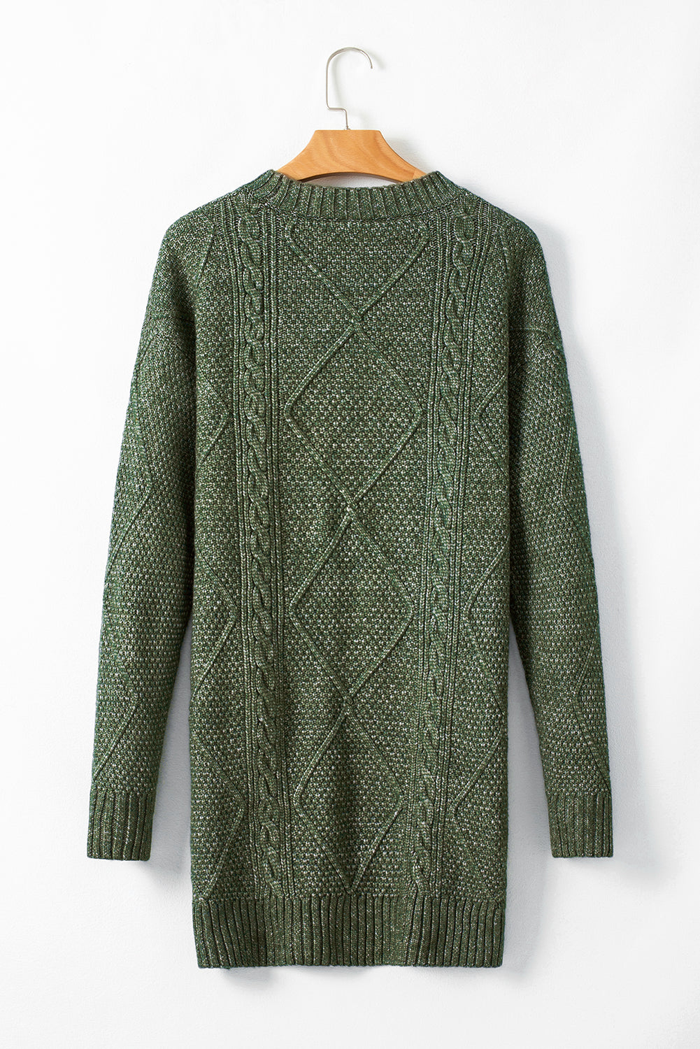 Twist Cable Knit Drop Shoulder Loose Fit Sweater Dress (4 colors)