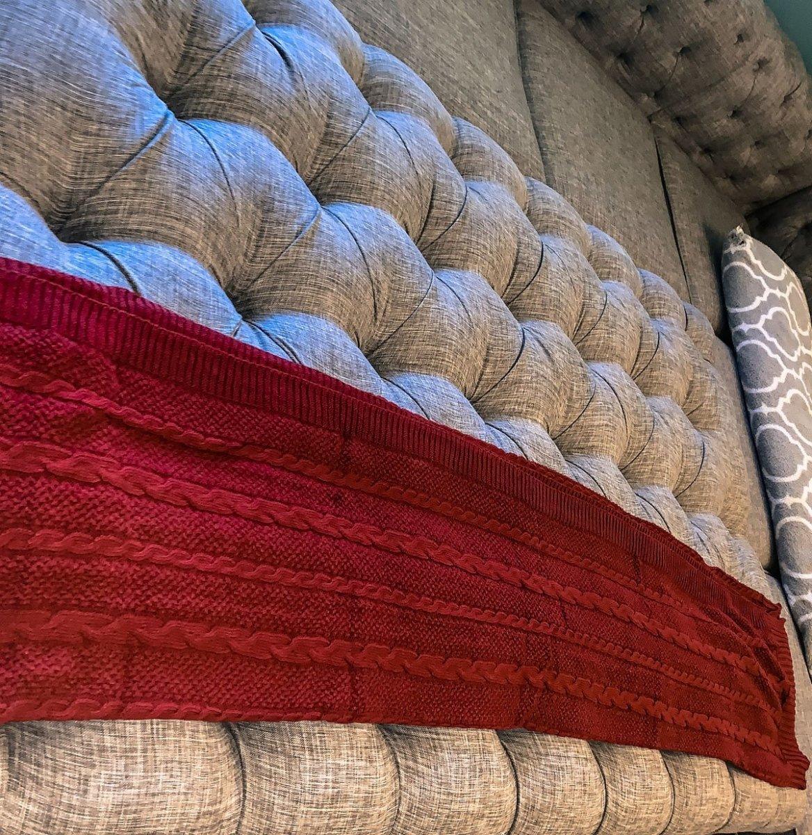 Claret Knit Sweater Throw Plush Super Soft