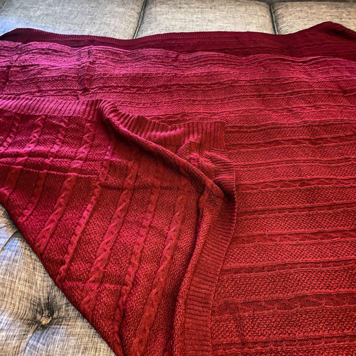 Claret Knit Sweater Throw Plush Super Soft