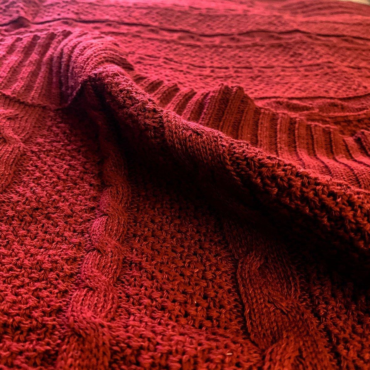 Claret Knit Sweater Throw Plush Super Soft