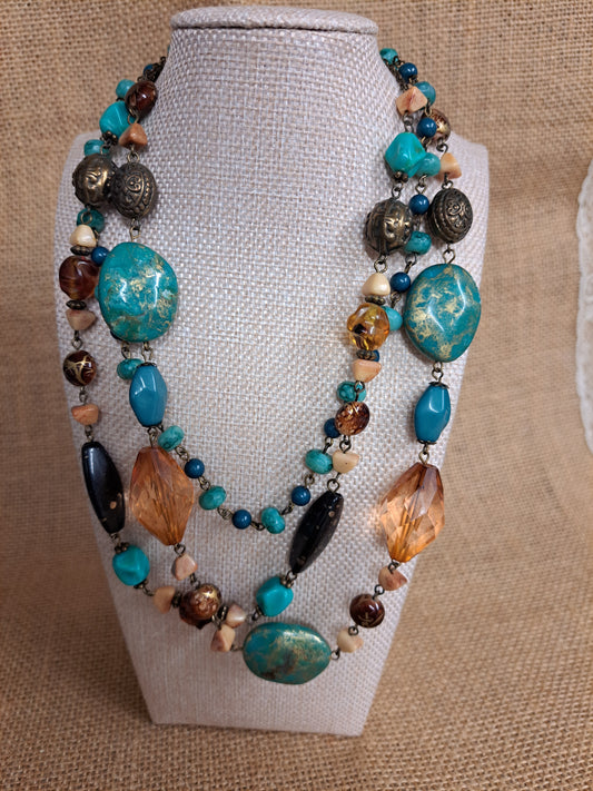 Turquoise colored stone necklace