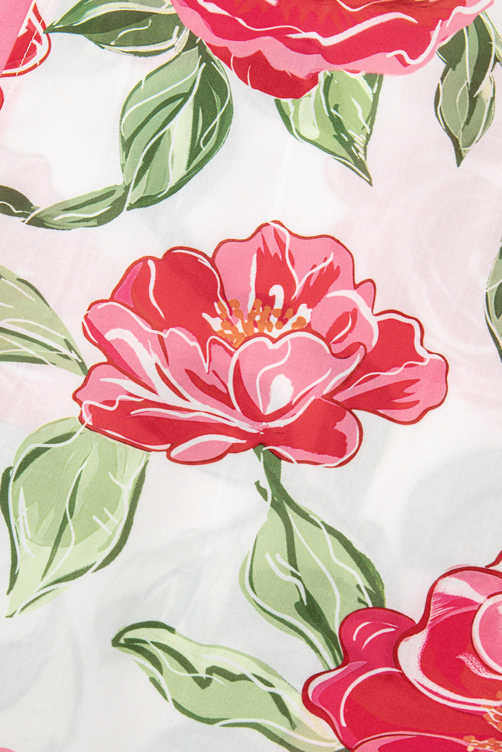 Rose  Floral Print Short Sleeve Blouse Plus Size