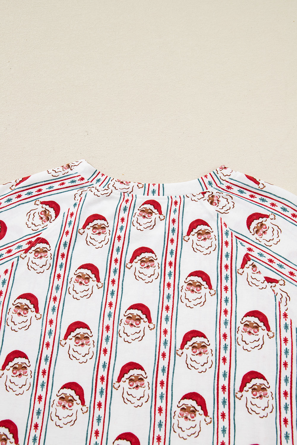 White Christmas Santa Claus Print Long Sleeve Pajama Set