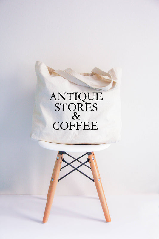 "Antique Stores & Coffee" Tote Bag