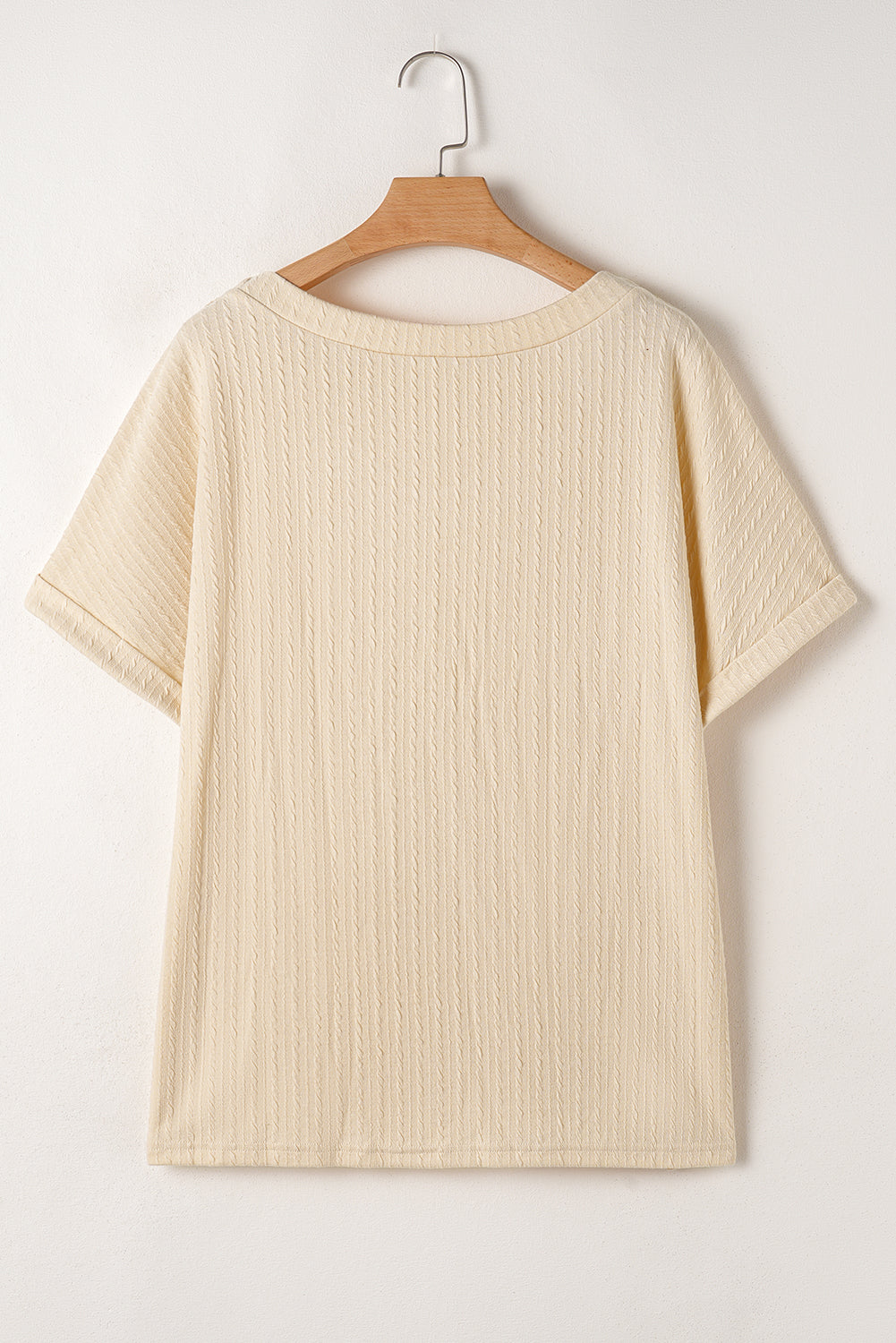 Beige Lace Crochet Short Sleeve Plus Size Top
