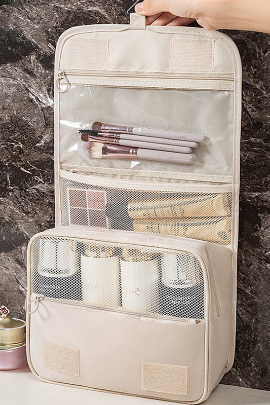Beige Make Up Organizer Travel Toiletry Bag