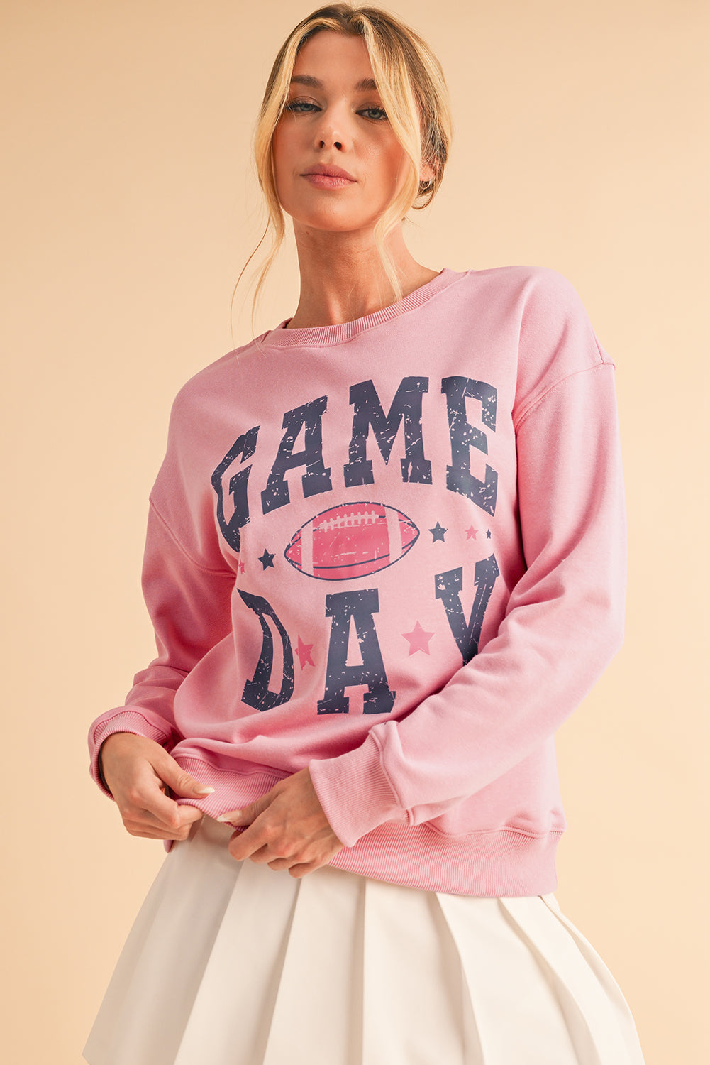 Pink GAME DAY Graphic Drop Shoulder Sweatshirt
