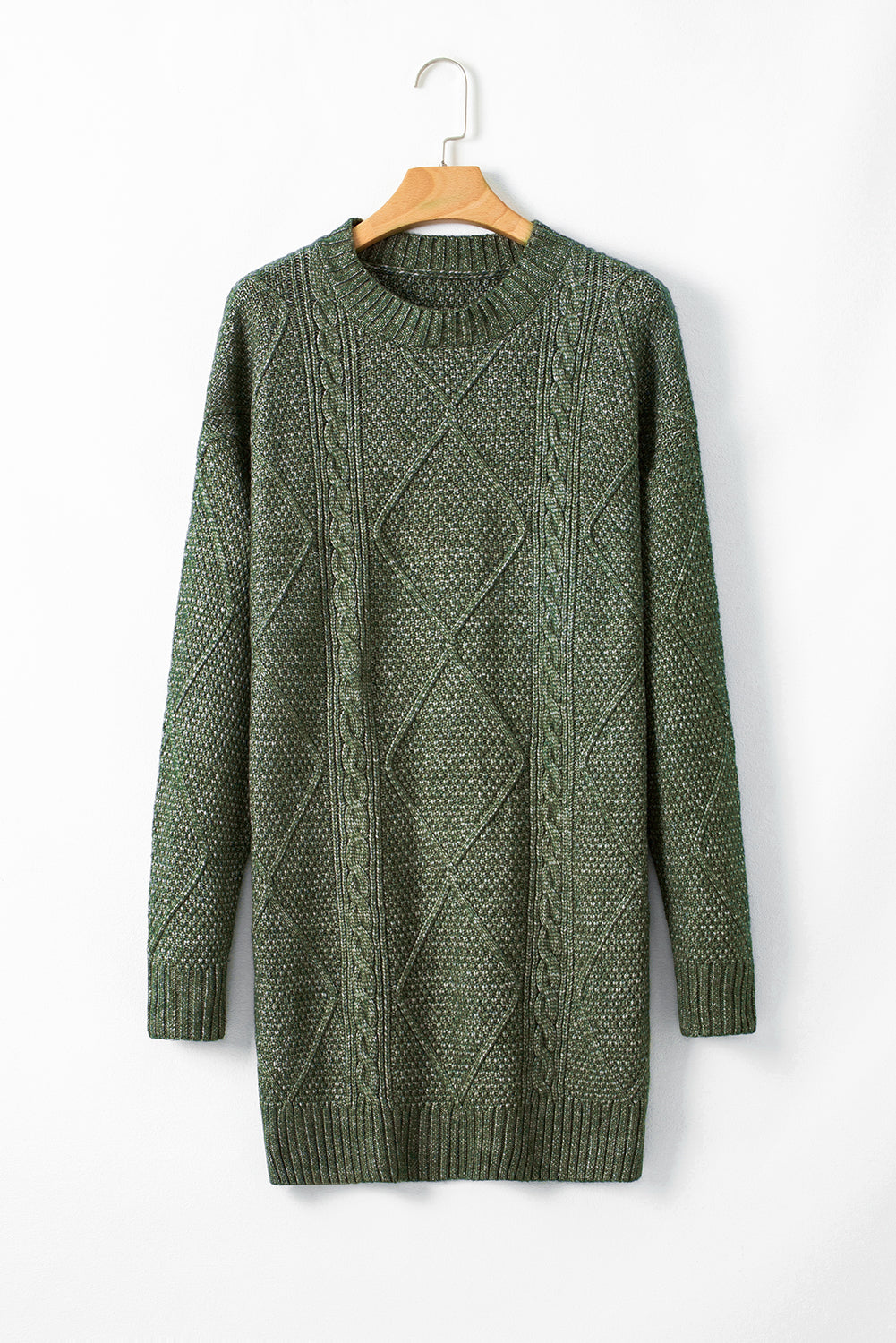 Twist Cable Knit Drop Shoulder Loose Fit Sweater Dress (4 colors)