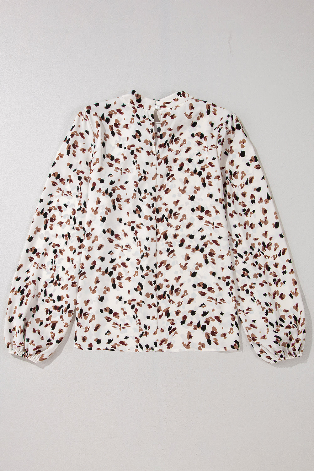 Leopard Print Puff Sleeve Pleated Blouse