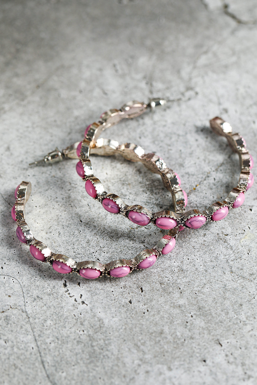 Sky Blue (or Pink) Big Circle C-shaped Earrings