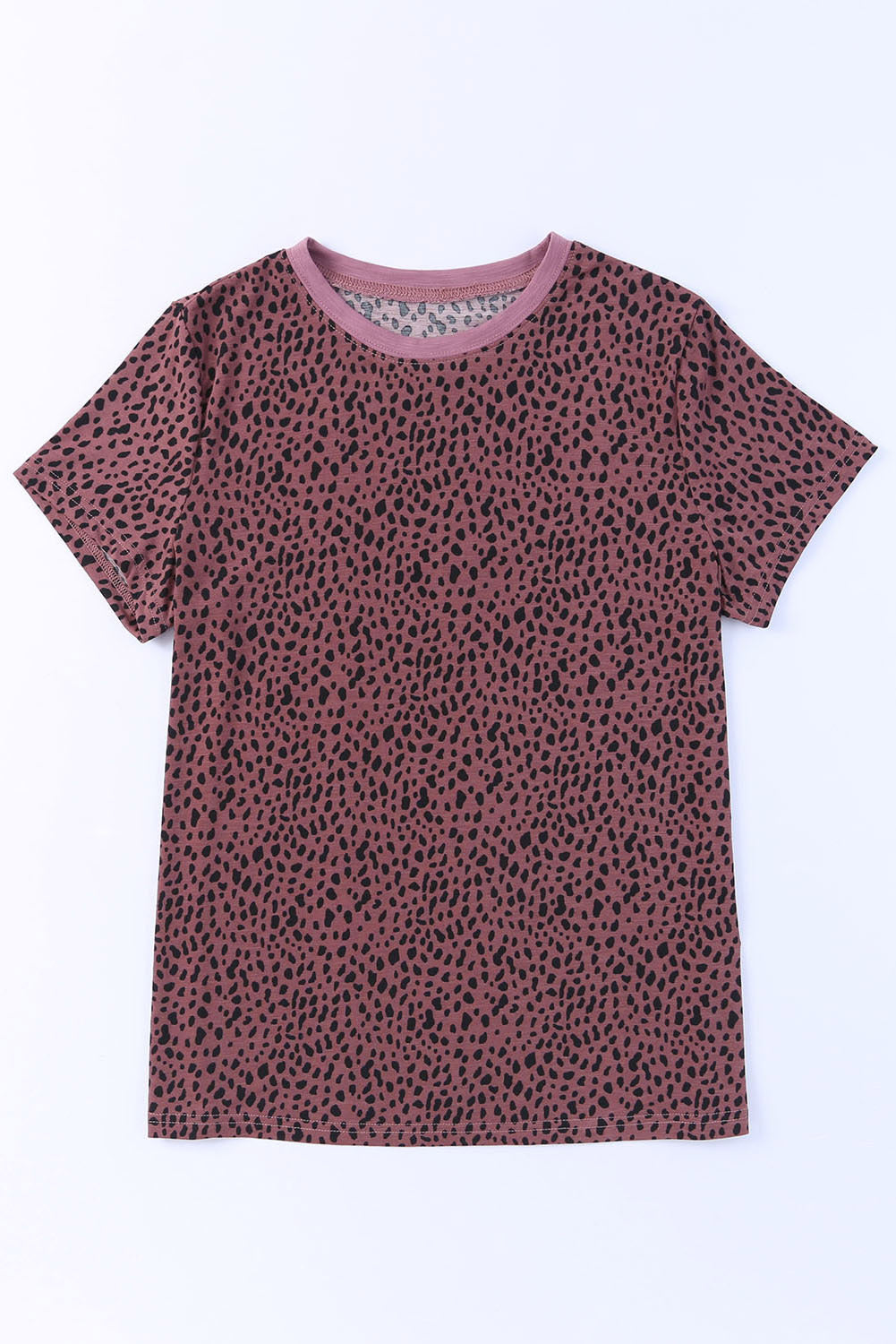 Cheetah Print Casual Crew Neck Tee