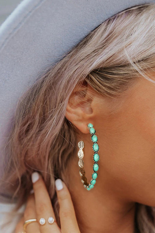 Sky Blue (or Pink) Big Circle C-shaped Earrings