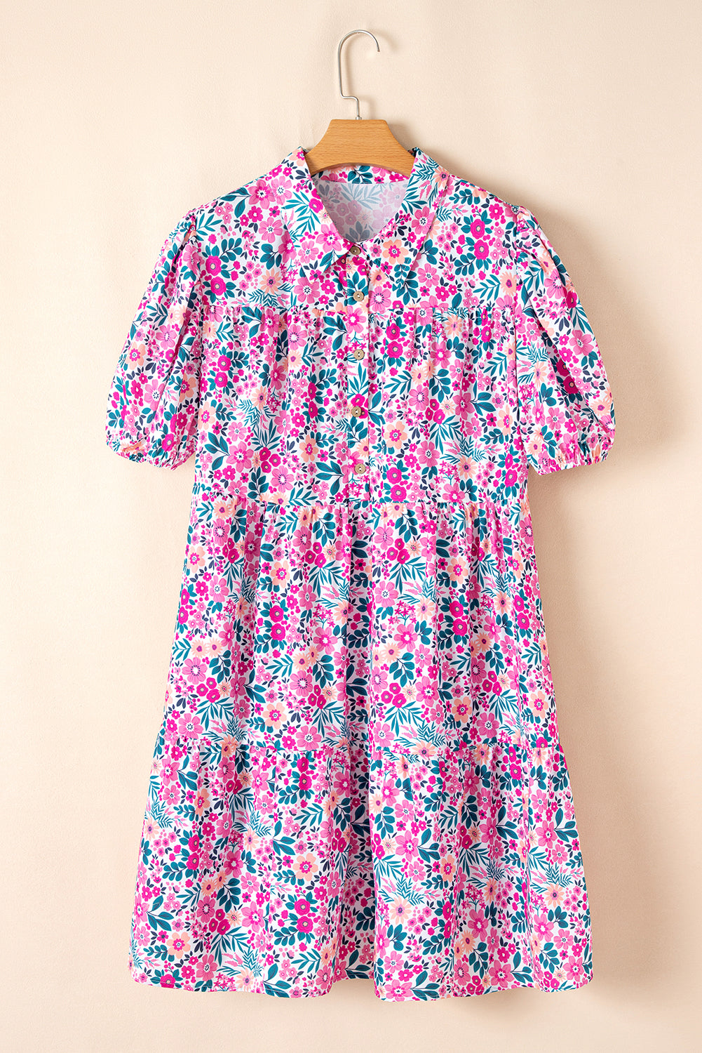 Aqua & Pink Plus Size Floral A-line Dress