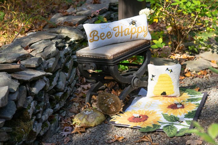 Bee Happy Hook Pillow