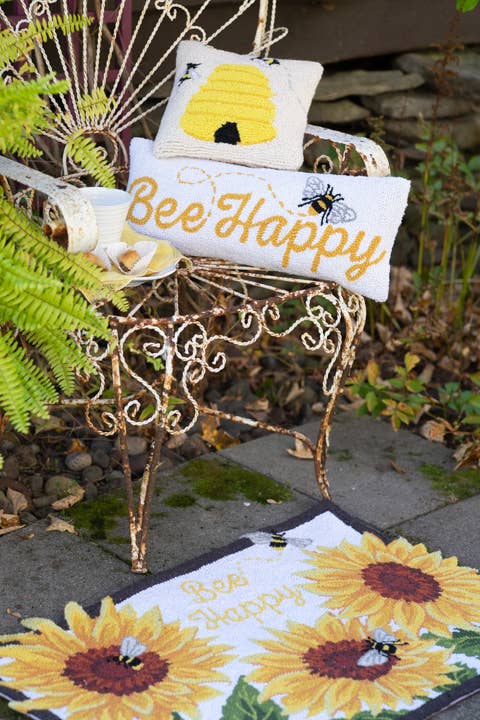Bee Happy Hook Pillow