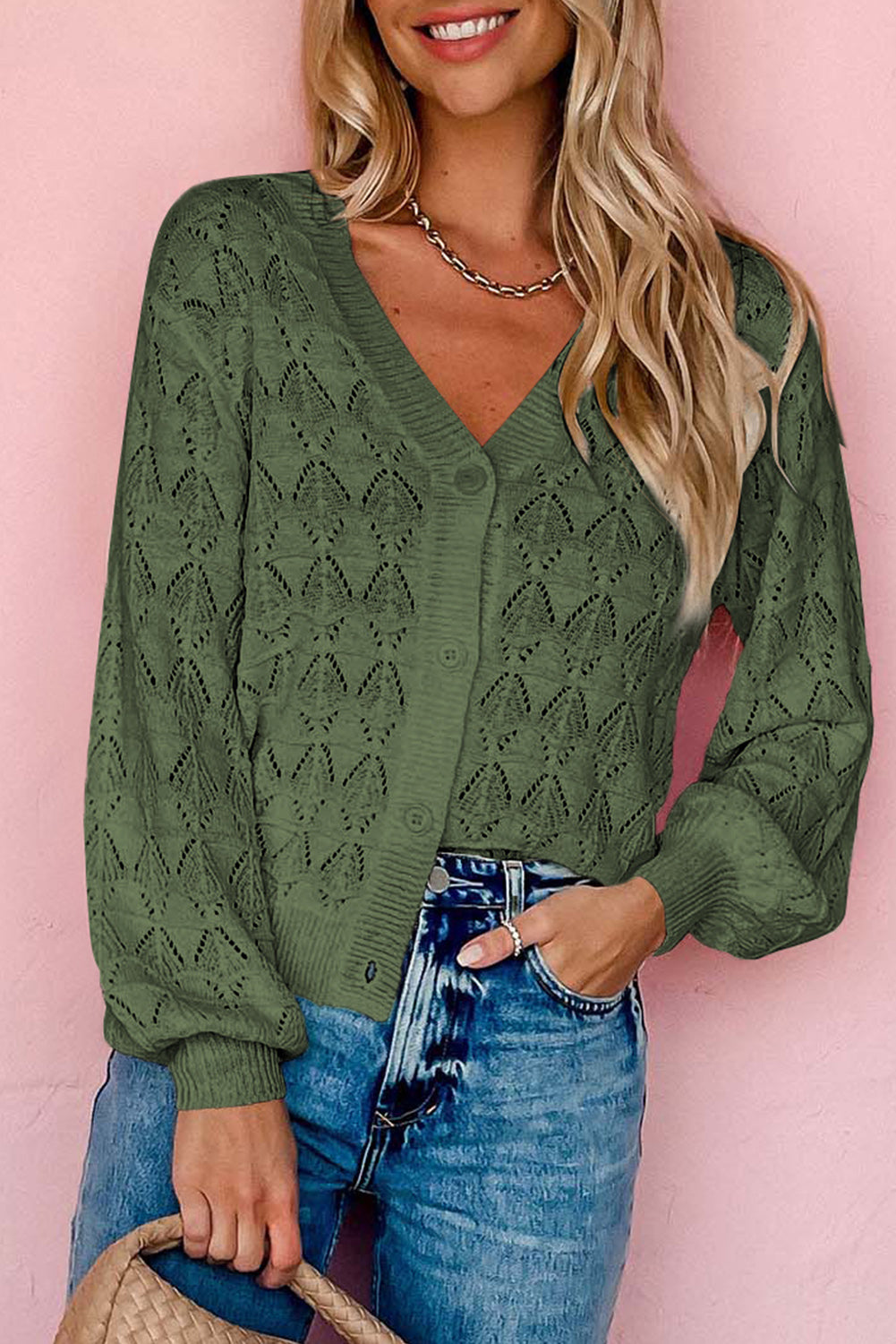 Lightweight Buttoned Front Crochet Cardigan (4 colors)