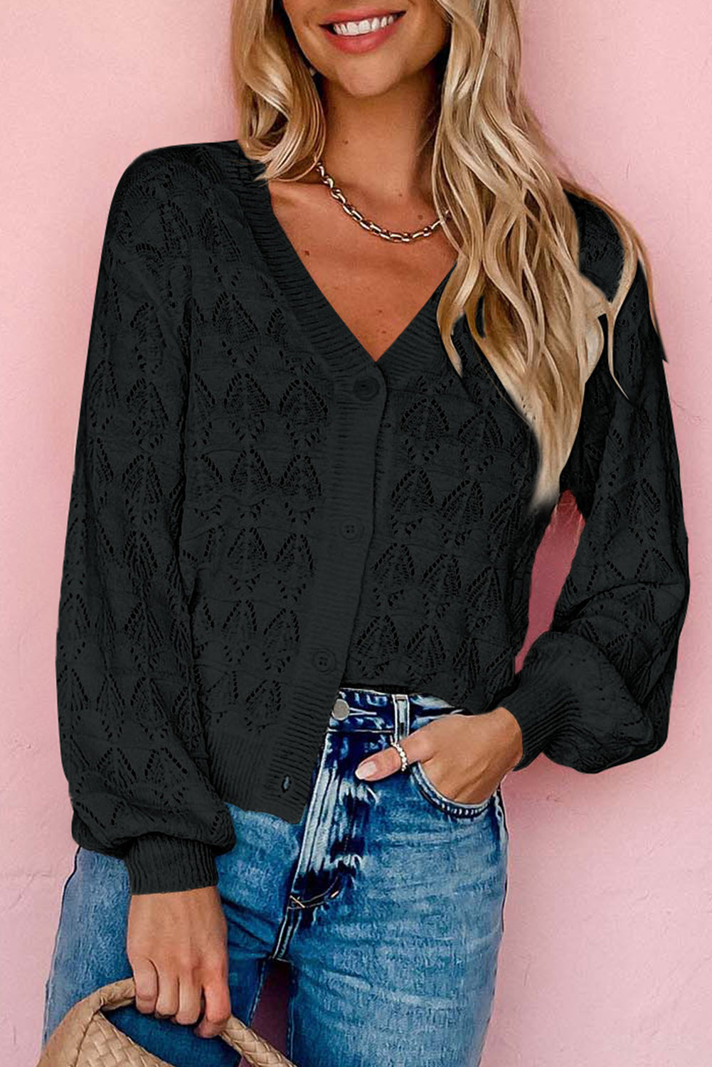 Lightweight Buttoned Front Crochet Cardigan (4 colors)
