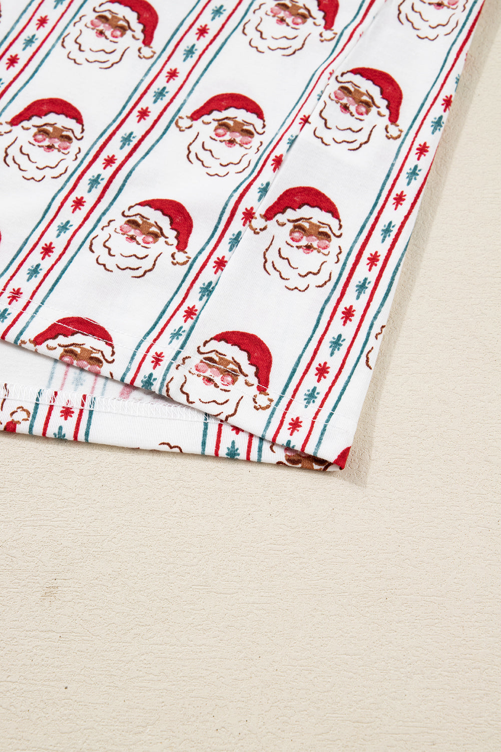 White Christmas Santa Claus Print Long Sleeve Pajama Set