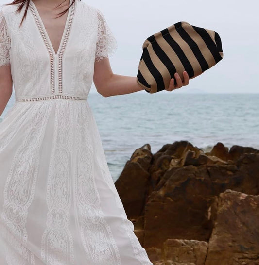 Small striped clutch