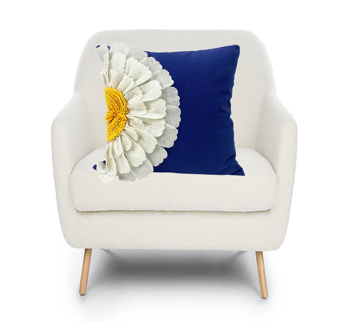 Handmade 3D Sunflower Cotton 18" Decorative Throw Pillow Half Sunflower
