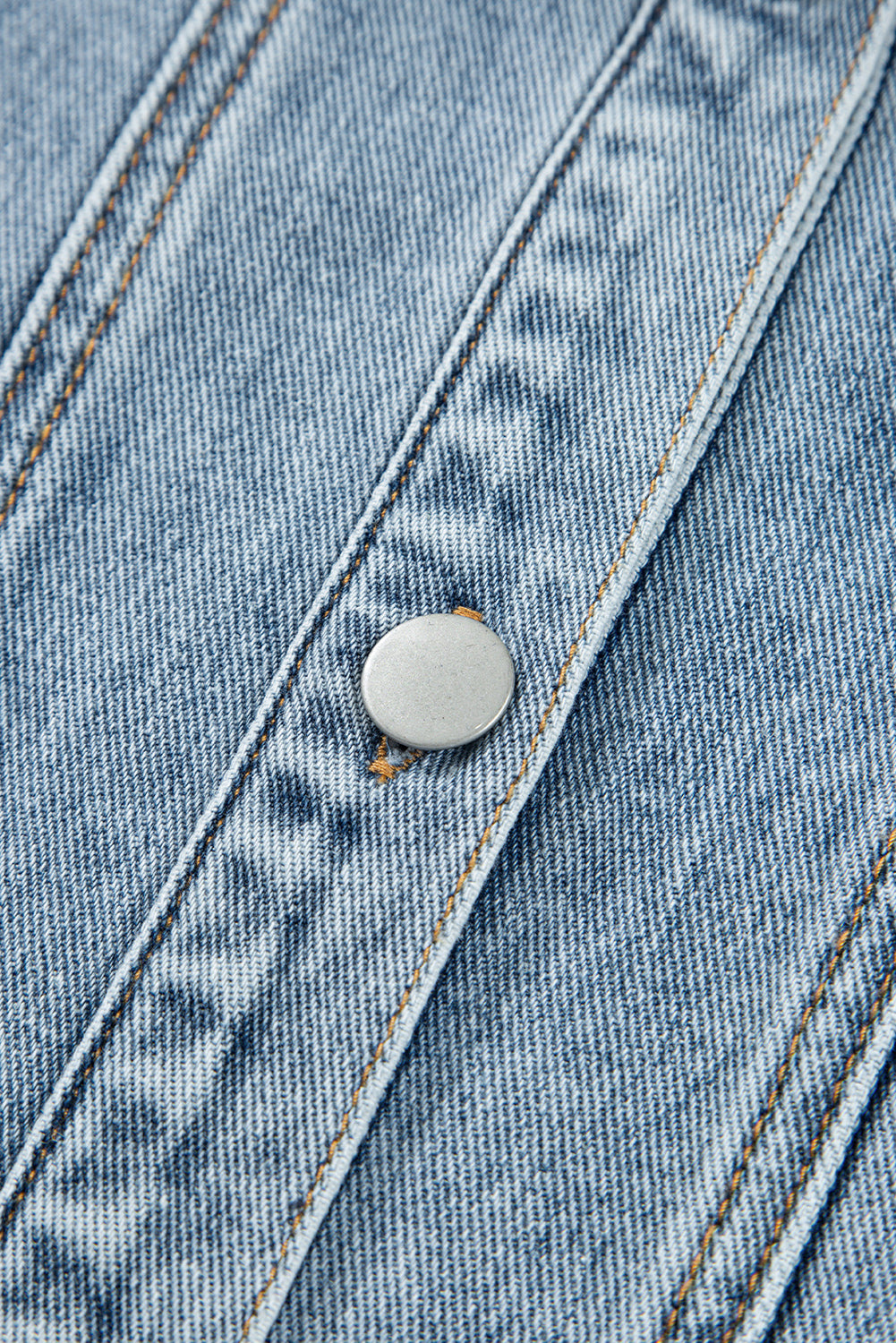 Scallop Trim Collar Pocket Button Up Denim Jacket