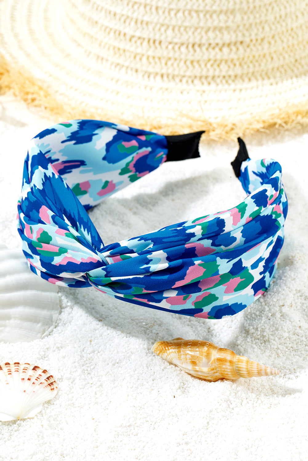 Blue Vacation Abstract Print Twisted Hairband