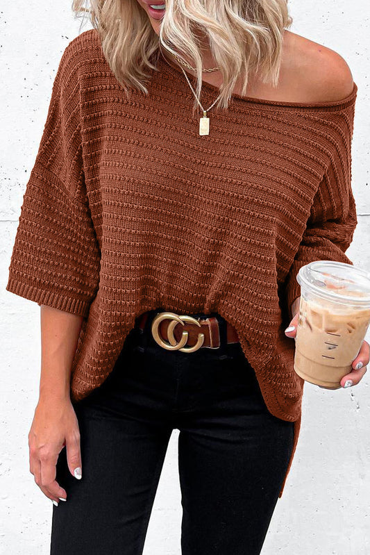 Solid Rib-Knit Drop Sleeve Top (2 colors)