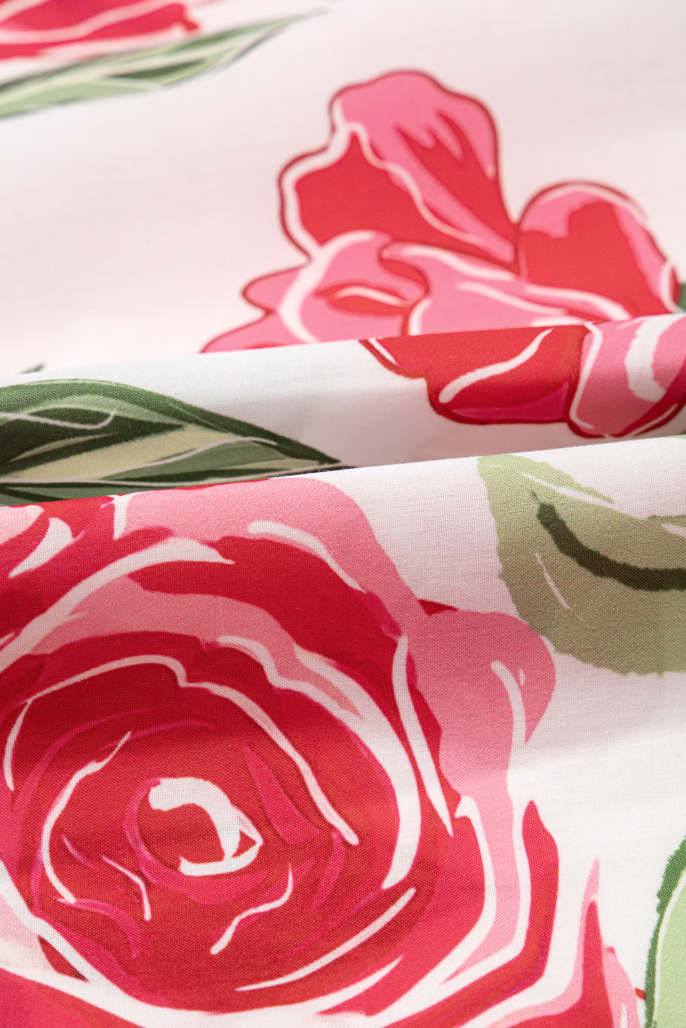 Rose  Floral Print Short Sleeve Blouse Plus Size
