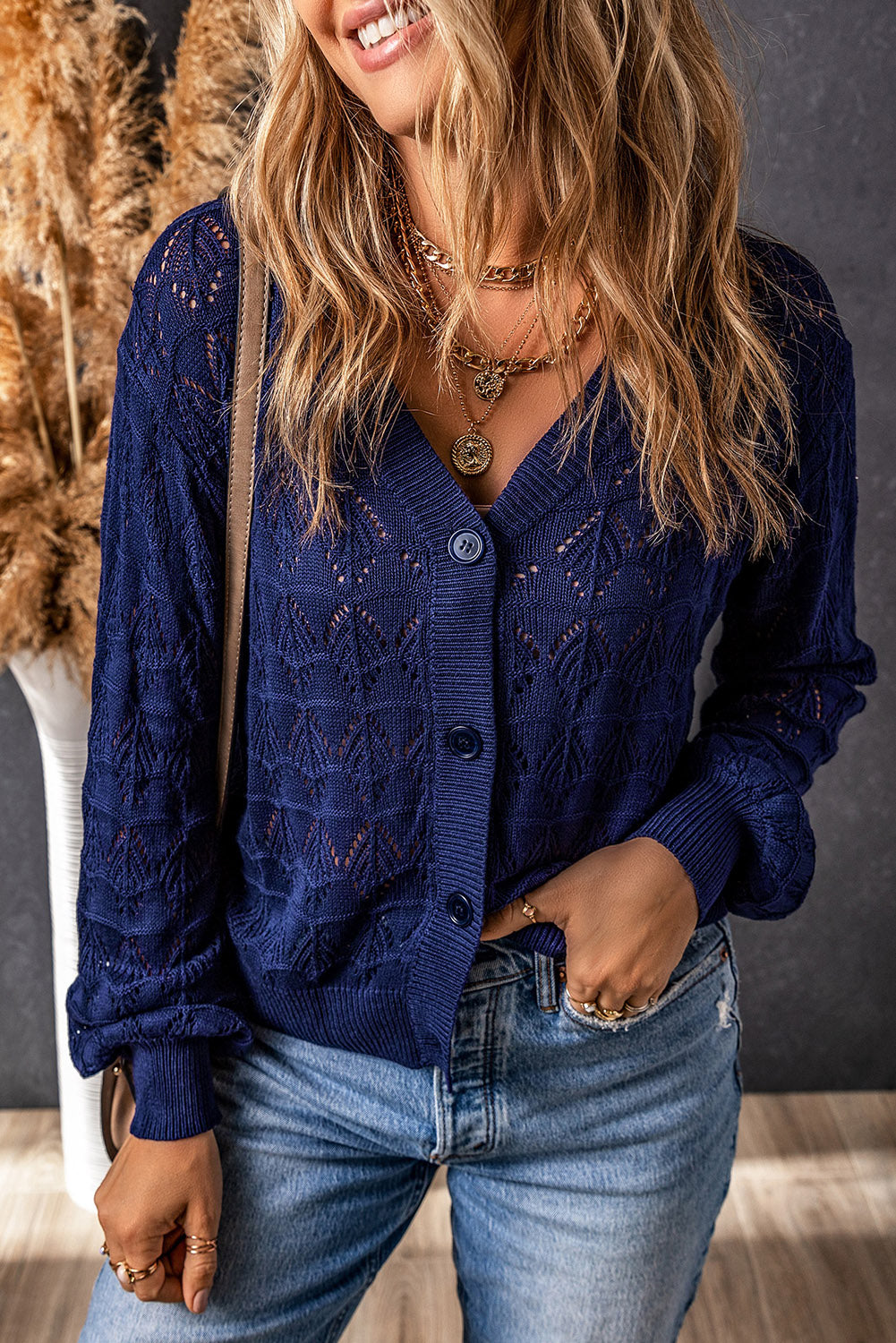 Lightweight Buttoned Front Crochet Cardigan (4 colors)