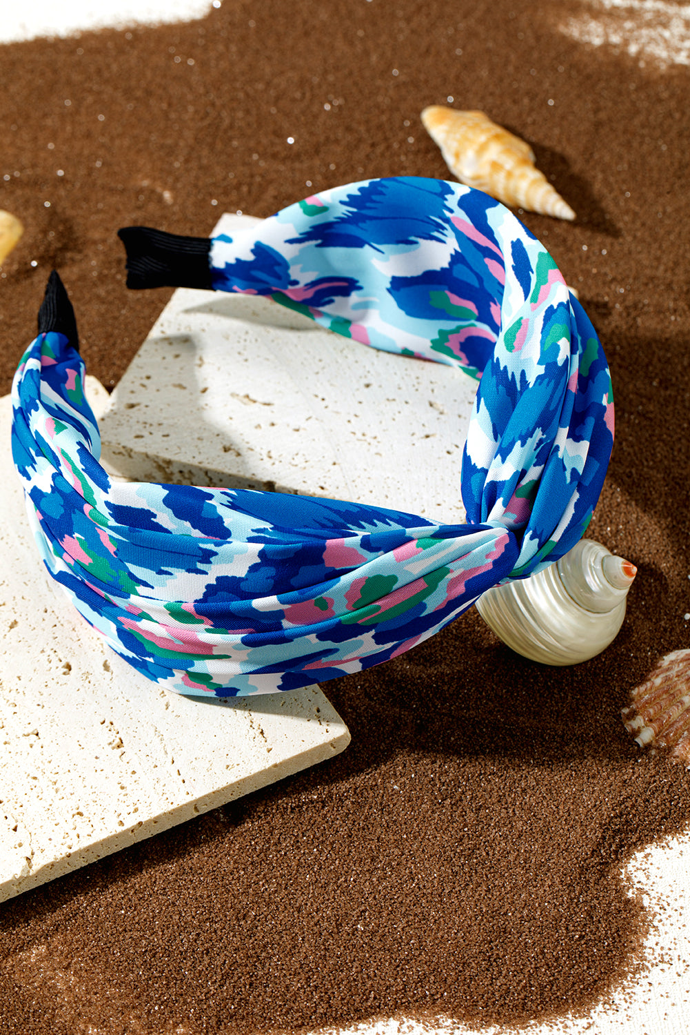 Blue Vacation Abstract Print Twisted Hairband