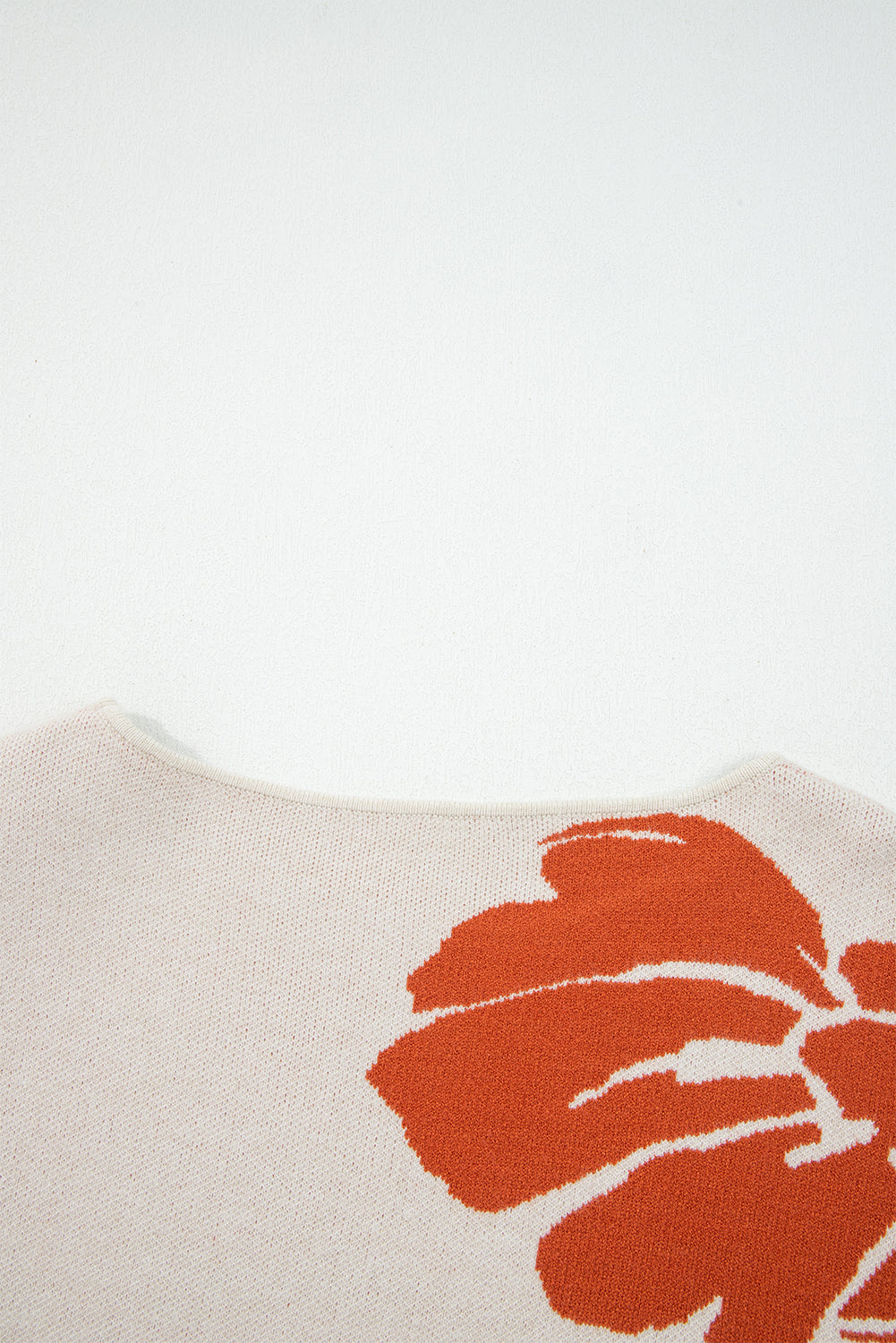 Green Flower Pattern Drop Sleeve Baggy Sweater