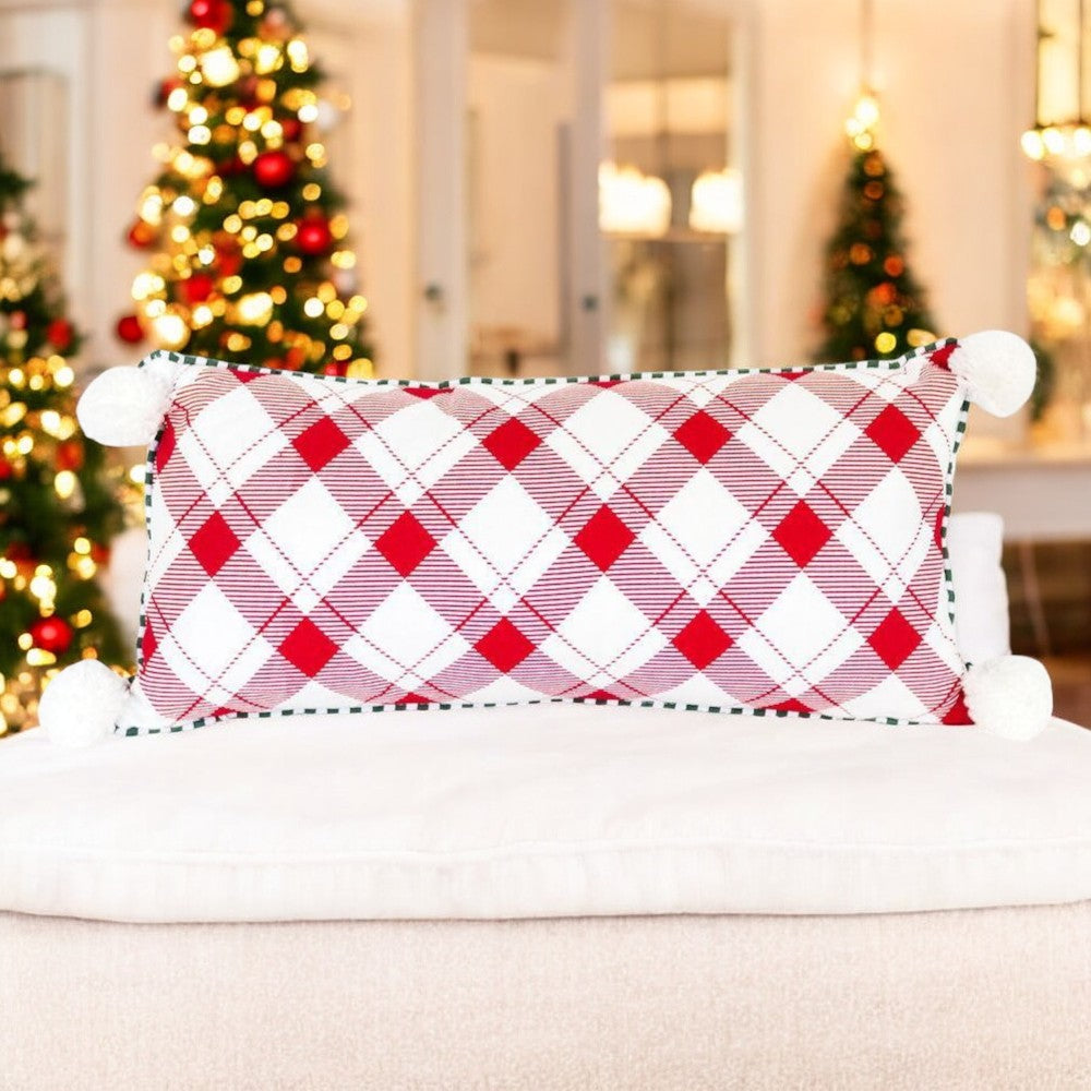 Believe Large Pillow White Tassel Ball