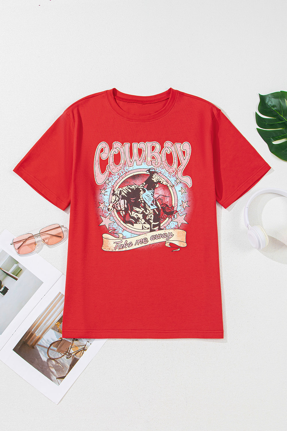 Tomato Red COWBOY Vintage Graphic Loose Fit Tee
