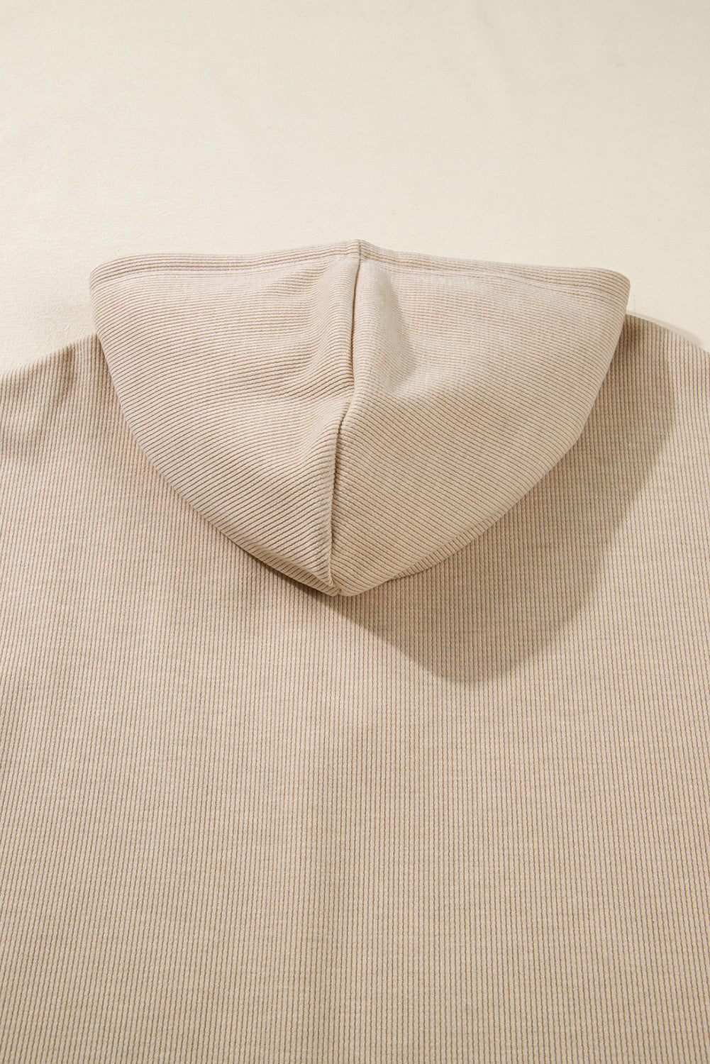 Parchment Drawstring Pullover Hoodie and High Waist Pants Corduroy Suit